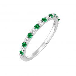 10kt White Gold Diamond & Emerald Ring