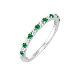 10kt White Gold Diamond & Emerald Ring