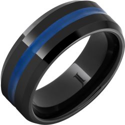 Thin Blue Line - Black Diamond Ceramic Ring