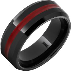 Black Diamond Ceramic Red Enamel Inlay Ring
