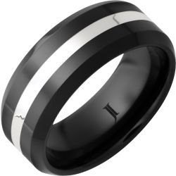 Black Diamond Ceramic Ring with Sterling Silver Inlay