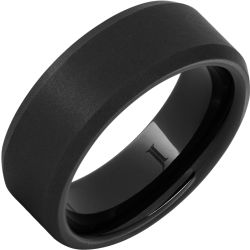 Black Diamond Ceramic Beveled Edge Ring with Sandblast Finish