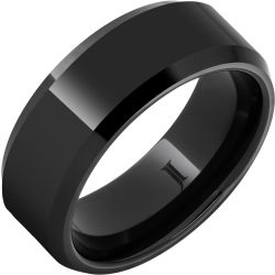 Black Diamond Ceramic Ring with Beveled Edges