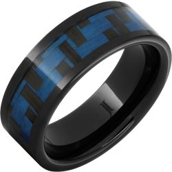 Black Diamond Ceramic Blue Carbon Fiber Inlay Ring