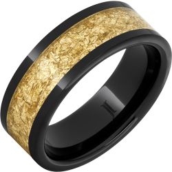 Black Diamond Ceramic Ring With 24k Gold Leaf Inlay