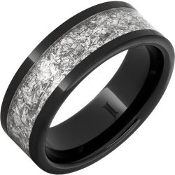 Black Diamond Ceramic Ring With Sterling Silver Foil Inlay