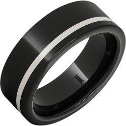 Black Diamond Ceramic Ring with Sterling Silver Inlay