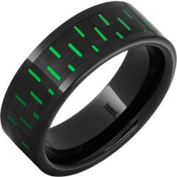 Black Diamond Ceramic Green Carbon Fiber Inlay Ring