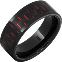 Black Diamond Ceramic Red Carbon Fiber Inlay Ring