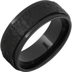 Black Diamond Ceramic Ring With Moon Crater Finish