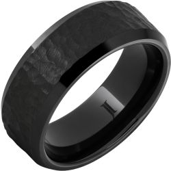 Black Diamond Ceramic Beveled Ring With Moon Crater Finish