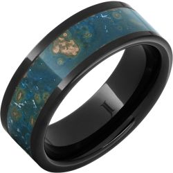 Copper Sea - Black Diamond Ceramic Blue Patina Copper Ring