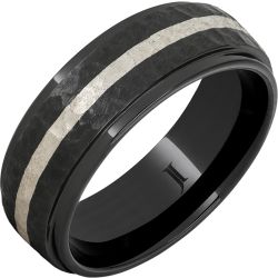 Black Diamond Ceramic Ring with Sterling Silver Inlay