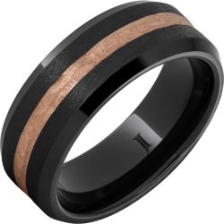 Black Diamond Ceramic Ring with 14k Rose Gold Inlay