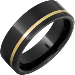 Black Diamond Ceramic Ring with 14K Yellow Gold Inlay
