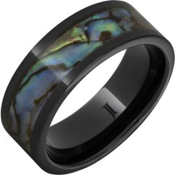 Black Diamond Ceramic Ring with Abalone Inlay