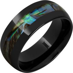 Black Diamond Ceramic Ring with Abalone Inlay