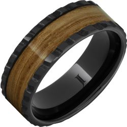 Barrel Aged Black Diamond Ceramic Ring with Single Malt Scotch Wood Inlay