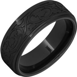 Black Diamond Ceramic Art Nouveau Ring
