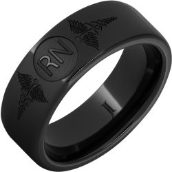 Black Diamond Ceramic Ring With Caduceus - Registered Nurse