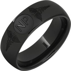 Black Diamond Ceramic Ring With Caduceus - Nurse Practitioner