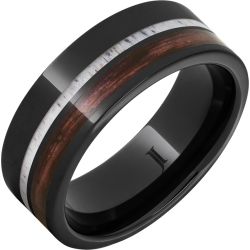 Barrel Aged Black Diamond Ceramic Ring with Cabernet Wood and Antler Inlays