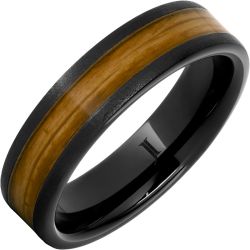 Barrel Aged Black Diamond Ceramic Ring with Single Malt Scotch Inlay and Stone Finish