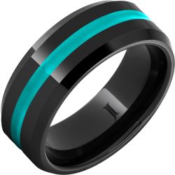 Black Diamond Ceramic Ring With Turquoise Enamel Inlay