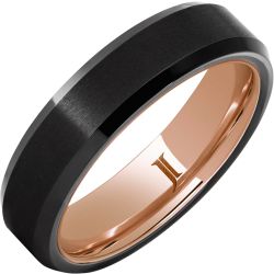 Hidden Gold Black Diamond Ceramic Ring with Satin Finish