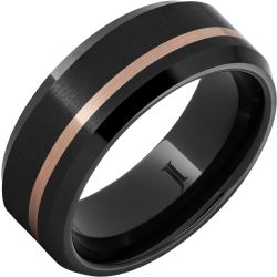 Black Diamond Ceramic Satin Ring with 14K Rose Gold