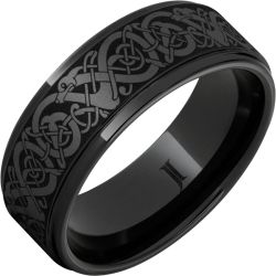 The Viking Black Diamond Ceramic Engraved Ring