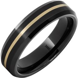 Black Diamond Ceramic Ring with 14K Gold Inlay
