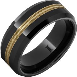 Black Diamond Ceramic Ring with 14KY Milgrain Inlay