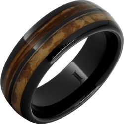 Double Corona - Black Diamond Ceramic Bourbon and Natural Cigar Inlay Ring