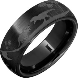 Black Diamond Ceramic Ring with Dinosaur Scene