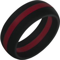TruBand Silicone Black Ring with Red Center