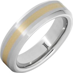 Serinium Beveled Satin Ring with Yellow Gold Inlay