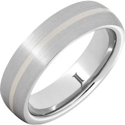 Serinium Beveled Satin Ring with Sterling Silver Inlay