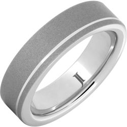 Serinium Sandblast Finished Ring with Off Center Groove