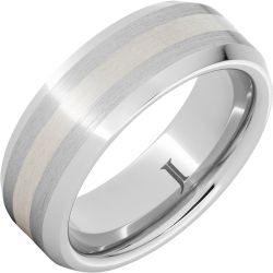 Serinium Beveled Satin Ring with Sterling Silver Inlay