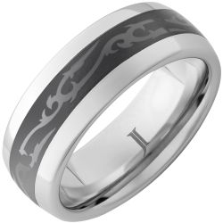 Serinium Ring with Ceramic Inlay and Celtic Thorn Engraving
