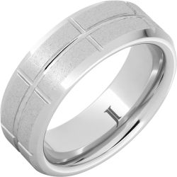 Grid - Stone Finish Grid Pattern Serinium Ring