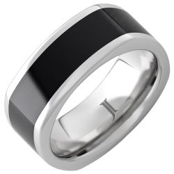 Cubist - Serinium and Black Diamond Ceramic Ring