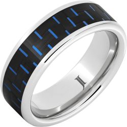 Serinium Ring with Blue and Black Carbon Fiber Inlay