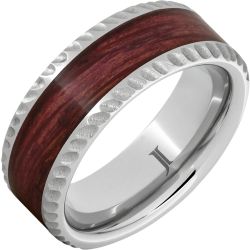 Barrel Aged Serinium Ring with Cabernet Inlay and Notched Edge