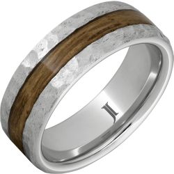 Barrel Aged Serinium Ring with Bourbon Inlay and Moon Crater Finish