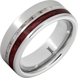 Barrel Aged Serinium Ring with Cabernet Wood and Antler Inlays
