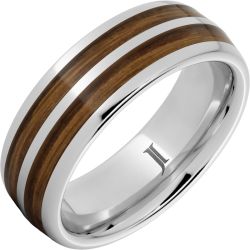 Double Barrel Barrel Aged Serinium Dome Ring with Bourbon Inlays