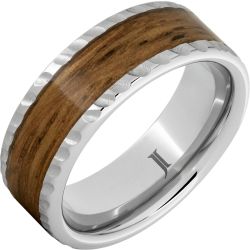 Barrel Aged Serinium Ring with Rye Whiskey Wood Inlay