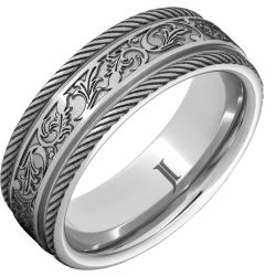 Serinium Latigo Pattern Ring with Rope Edges